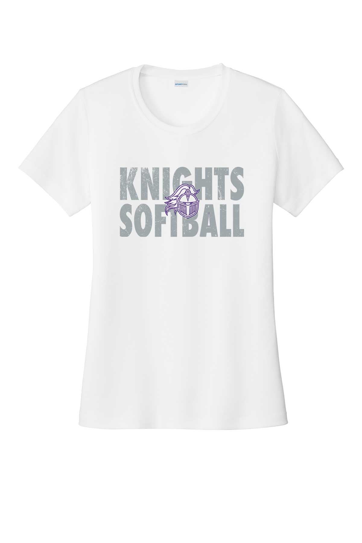 Ladies T-Shirt Vintage Knights Softball w/Logo Outline