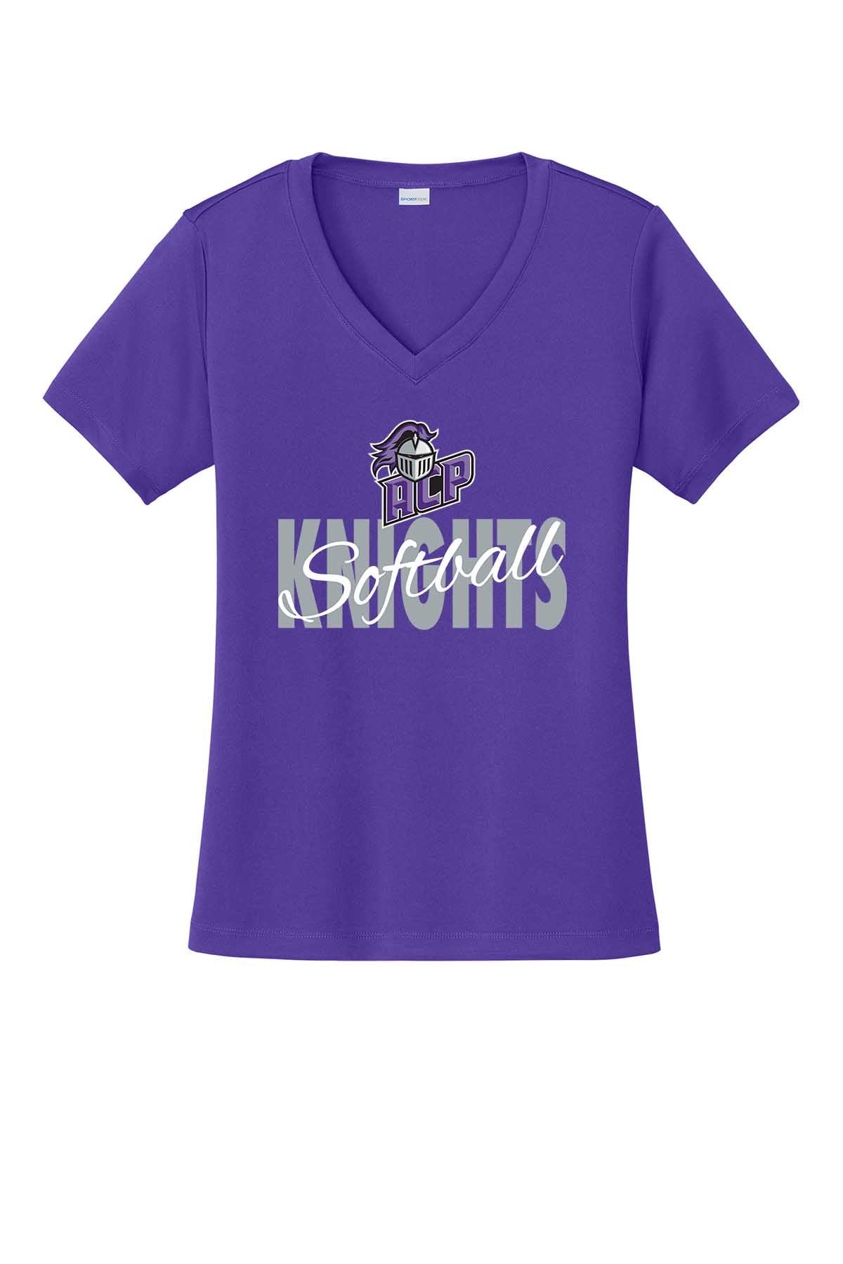 Ladies V-Neck ACP Knights Softball w/ Script